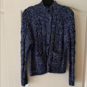 Talbots Navy Cable Knit Cardigan